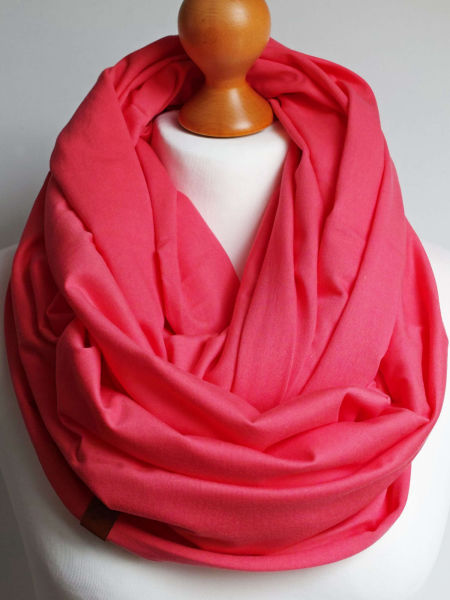 Komin bawełniany damski XL tuba - kolor koralowy