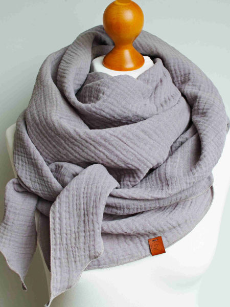 Chusta muślinowa damska szara