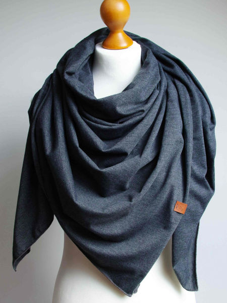 Chusta bawełniana damska grafit melanż