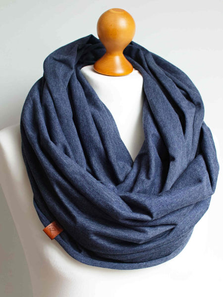 Komin bawełniany damski XL tuba - kolor jeans