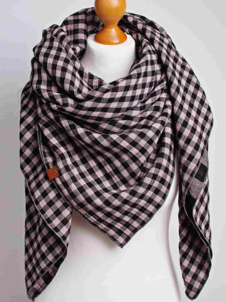 Chusta muślinowa damska kratka - kwadratowa