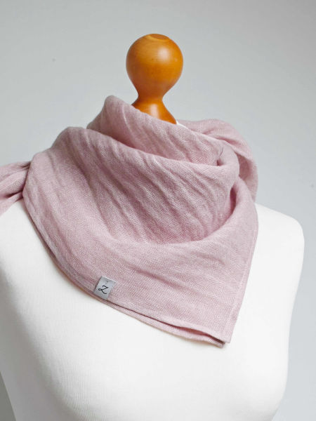 CHUSTKA mała lniana kwadratowa - pudrowy róż