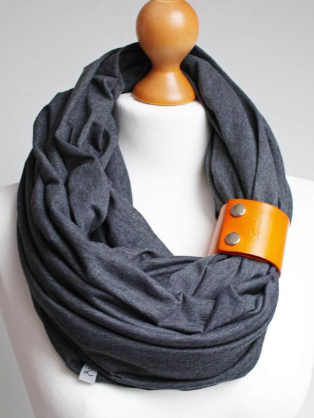 Komin bawełniany damski XL tuba - kolor grafitowy z zapinką 