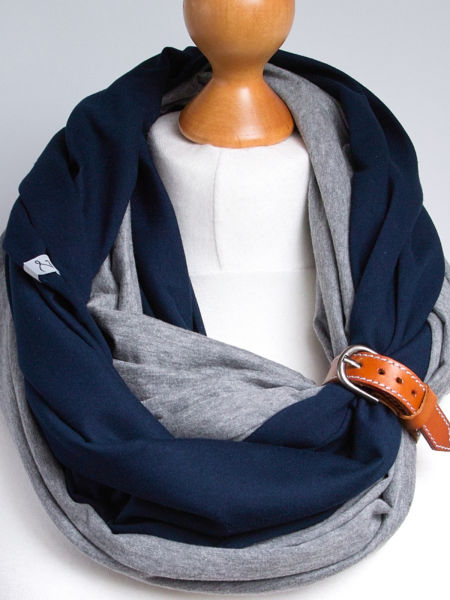 Dwukolorowy - KOMIN TUBA damska z bransoletką 