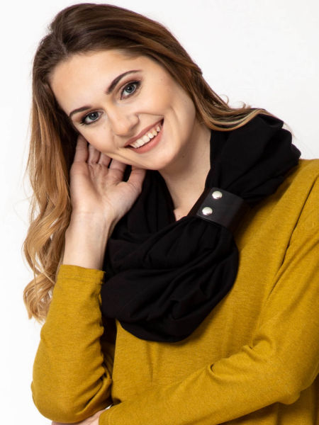 Komin bawełniany damski XL tuba - kolor czarny z zapinką 