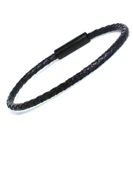 Bransoletka cienka skórzana -czarna