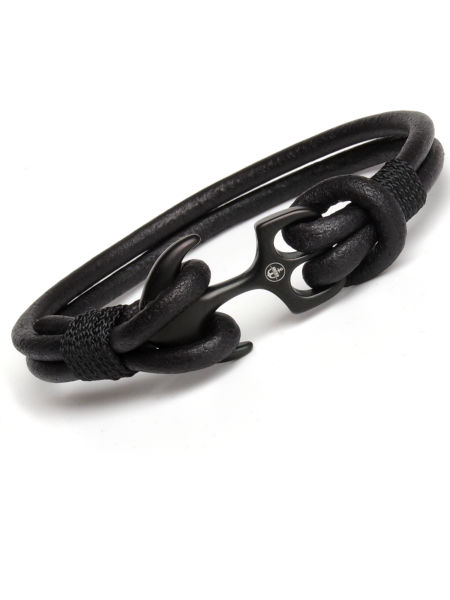 Bransoletka męska skórzana kotwica