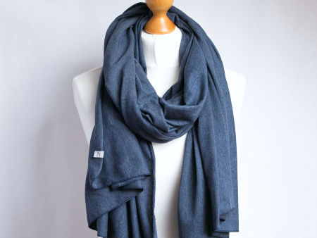 Bawełniany szal, szalik damski - kolor jeans