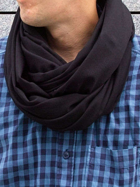 Komin męski bawełniany podwójny - kolor czarny