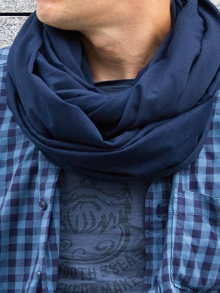 Komin męski bawełniany podwójny - kolor granatowy