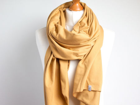 Bawełniany szal, szalik damski - kolor miodowy