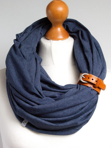 Komin bawełniany damski  tuba - kolor jeans z zapinką 