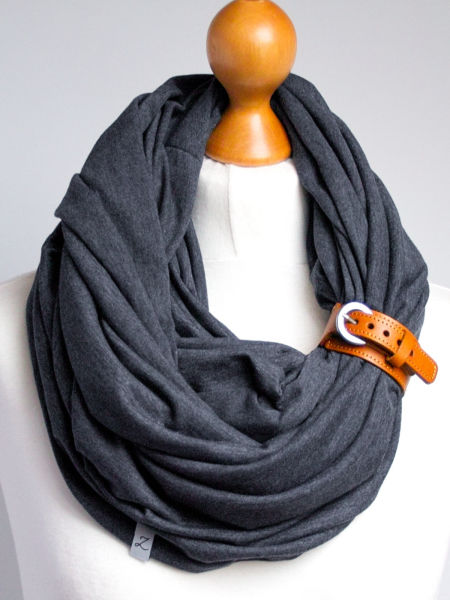 Komin bawełniany damski  tuba - kolor grafitowy z zapinką