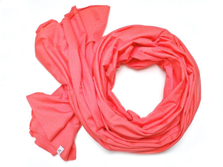 Bawełniany szal, szalik damski - kolor koralowy