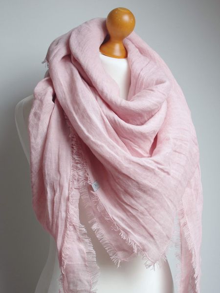 CHUSTA lniana kwadratowa - brudny róż