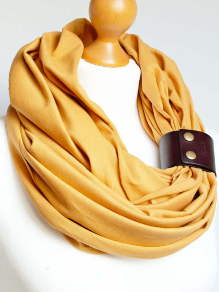 Komin bawełniany damski XL tuba - kolor miodowy z zapinką 