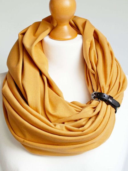 Komin bawełniany damski tuba - kolor miodowy z zapinką