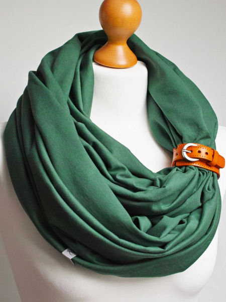 Komin bawełniany damski XL tuba - kolor zielony z zapinką 