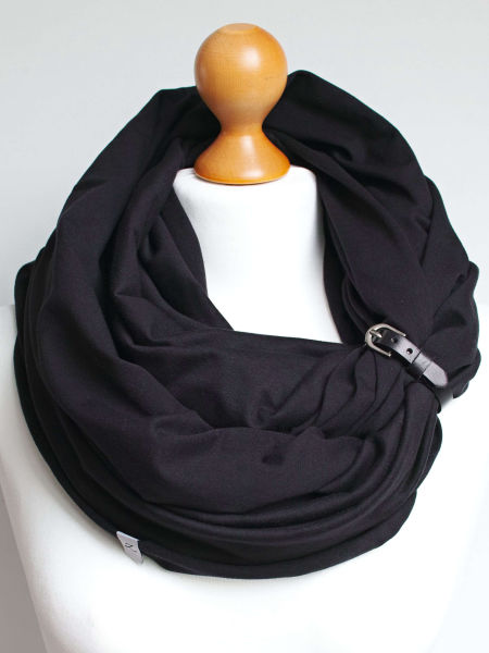 Komin bawełniany damski XL tuba - kolor czarny z wąską zapinką 