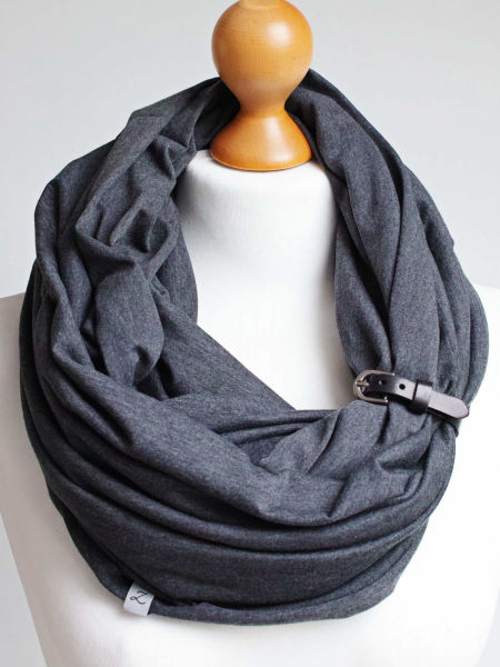 Komin bawełniany damski XL tuba - kolor grafitowy z wąską zapinką 