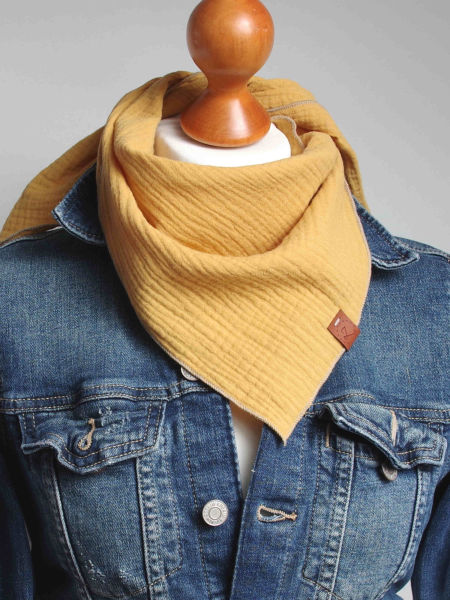 Apaszka, chusteczka z muślinu w kolorze miodowym