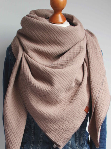 Chusta muślinowa damska beżowa - kwadratowa