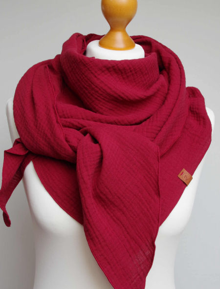 Chusta muślinowa damska - bordowa