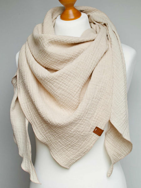 Chusta muślinowa damska w kolorze naturalnego lnu