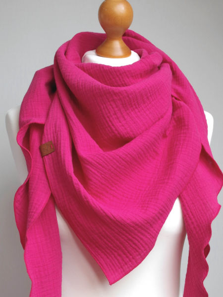 Chusta muślinowa damska - intensywny róż