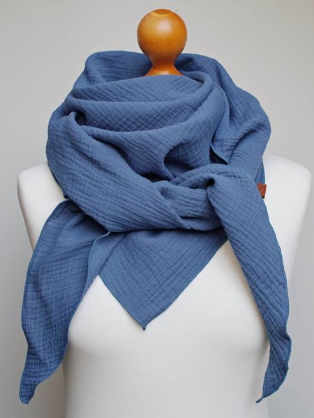 Niebieska Chusta muślinowa damska 