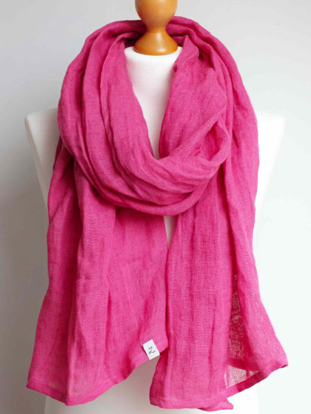 Lniany szal damski - fuksja