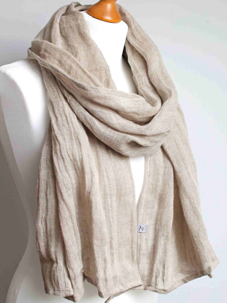 Lniany szal damski - naturalny