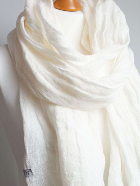 Lniany szal damski - kremowy